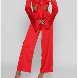 Meshki Eliana Satin Palazzo High Waisted Pants